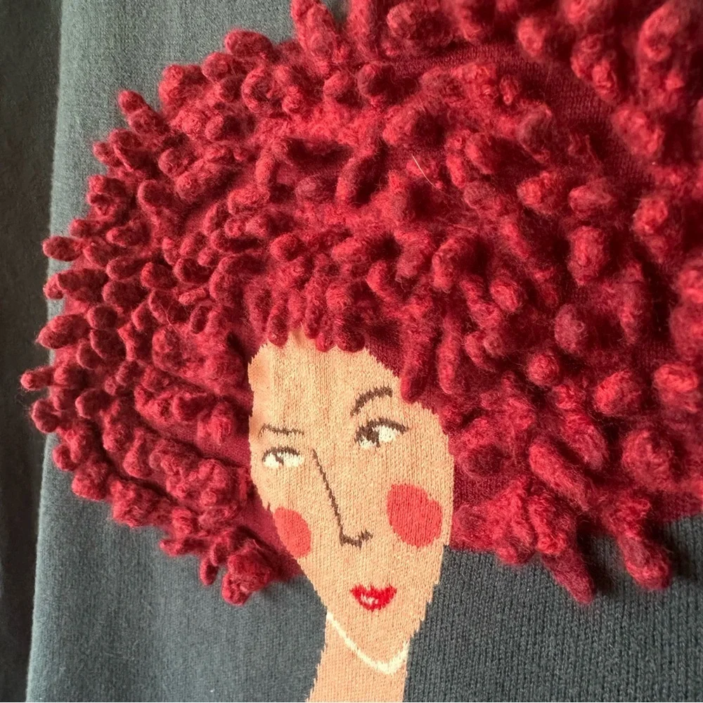 Lisa Todd RARE Cashmere Blend Sweater Women L Curly Red Hair Ginger Light Weigh - Picture 8 of 10